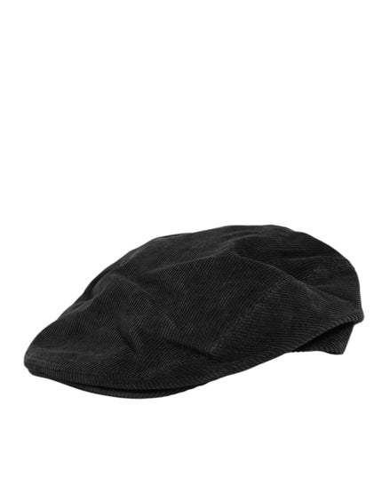Dolce & Gabbana Black Cotton DG Logo Newsboy Cloth Capello Hat