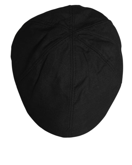 Dolce & Gabbana Black Cotton DG Logo Newsboy Cloth Capello Hat