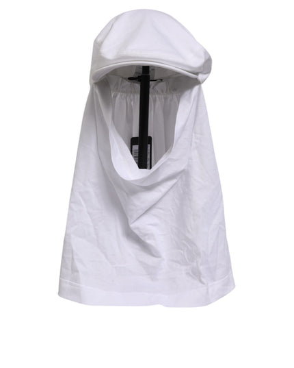 Dolce & Gabbana White Cotton DG Logo Plaque Baseball Balaclava Hat