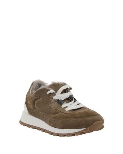 Brunello Cucinelli Brown Rubber Platform Sneakers