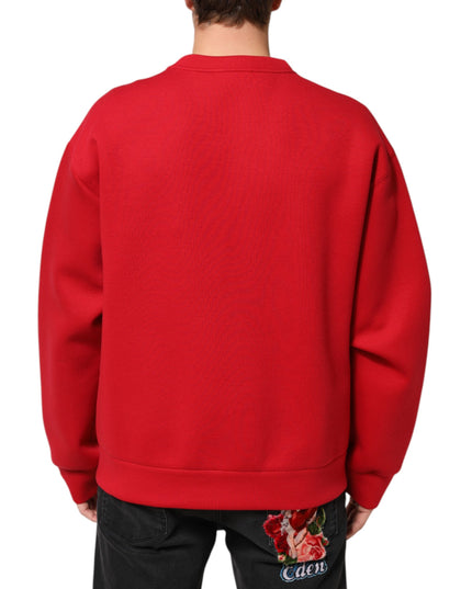 Dolce & Gabbana Red DG Logo Crew Neck Men Sweatshirt Sweater