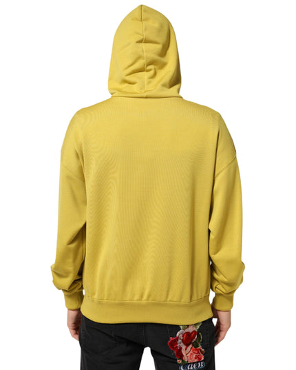 Dolce & Gabbana Yellow Logo Cotton Hooded Sweatshirt Sweater