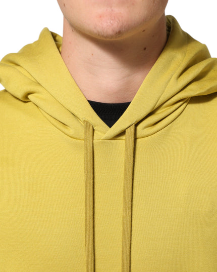 Dolce & Gabbana Yellow Logo Cotton Hooded Sweatshirt Sweater