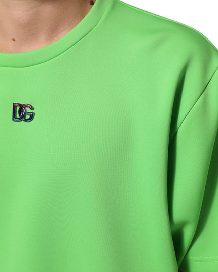 Dolce & Gabbana Green Logo Crew Neck Short Sleeves T-shirt