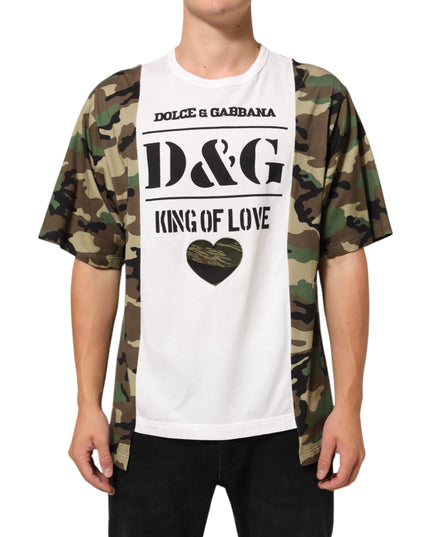 Dolce & Gabbana White Logo Camouflage Crew Neck Men T-shirt