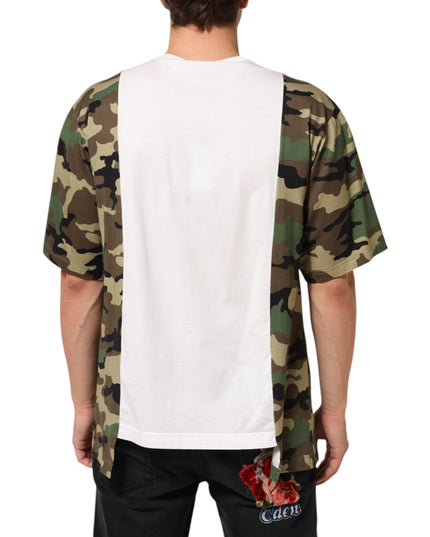 Dolce & Gabbana White Logo Camouflage Crew Neck Men T-shirt