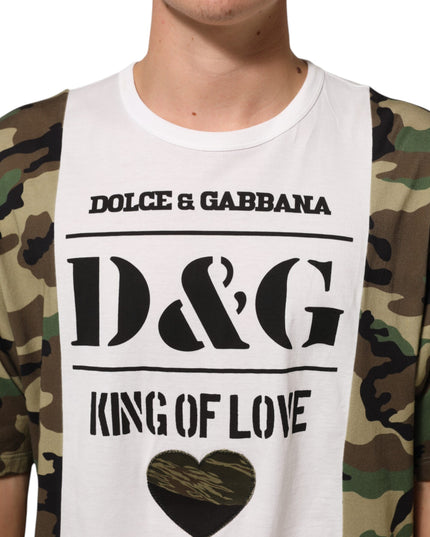 Dolce & Gabbana White Logo Camouflage Crew Neck Men T-shirt