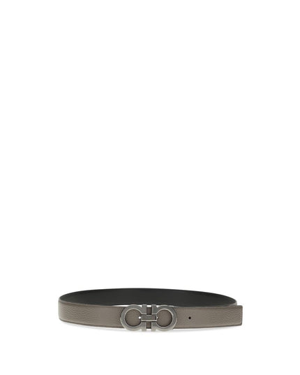 Ferragamo Gray Calf Leather Bos Taurus Belt