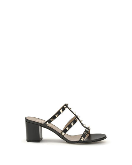 Valentino Garavani Black Calf Leather Bos Taurus Platform Sandals