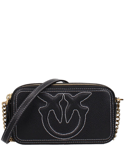 PINKO Black Leather Crossbody Bag