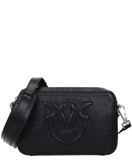 PINKO Black Leather Crossbody Bag