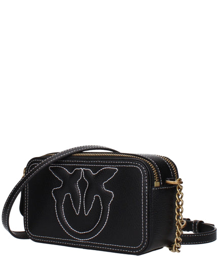 PINKO Black Leather Crossbody Bag