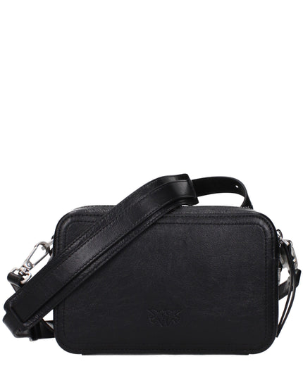 PINKO Black Leather Crossbody Bag