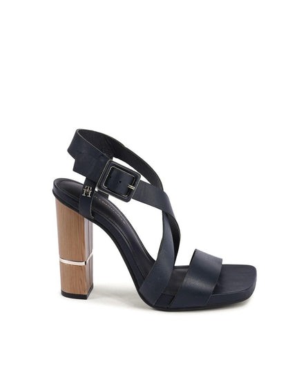 Tommy Hilfiger Blue Leather Platform Sandals