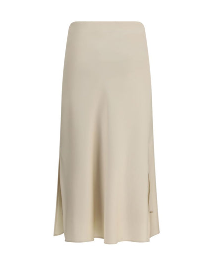 Brunello Cucinelli Cream Acetate Midi Skirt