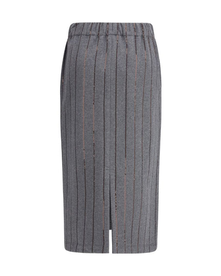 Brunello Cucinelli Gray Polyester Midi Skirt