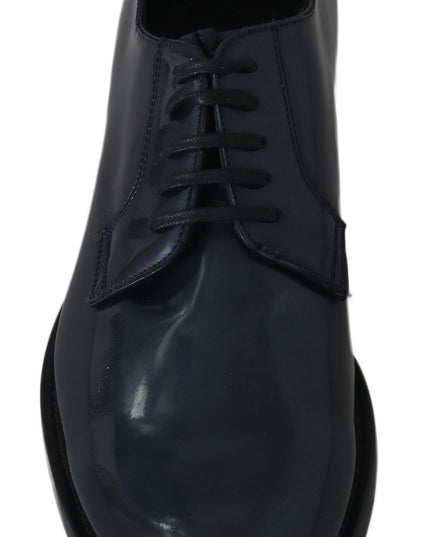 Dolce & Gabbana Blue Leather Derby Dress Formal Shoes