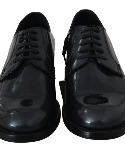 Dolce & Gabbana Blue Leather Derby Dress Formal Shoes