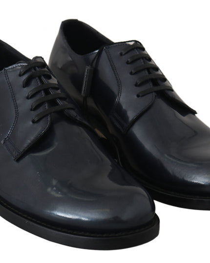 Dolce & Gabbana Blue Leather Derby Dress Formal Shoes