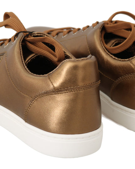 Dolce & Gabbana Gold Leather Mens Casual Sneakers