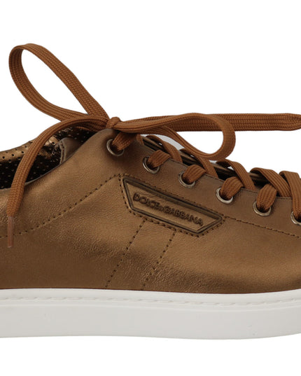 Dolce & Gabbana Gold Leather Mens Casual Sneakers