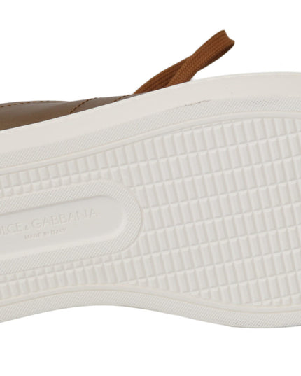Dolce & Gabbana Gold Leather Mens Casual Sneakers