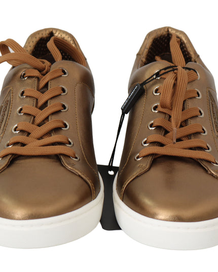 Dolce & Gabbana Gold Leather Mens Casual Sneakers