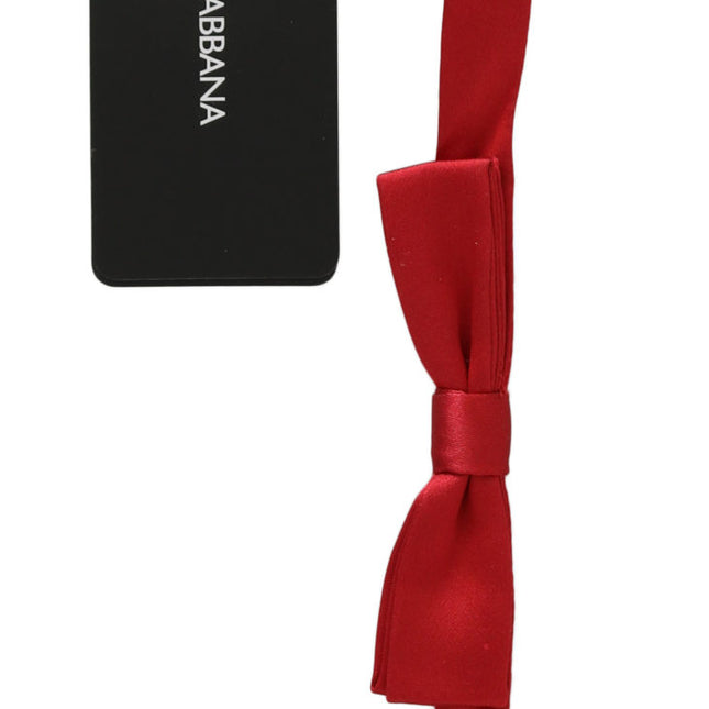 Dolce & Gabbana Red 100% Silk Slim Adjustable Neck Papillon Bow Tie