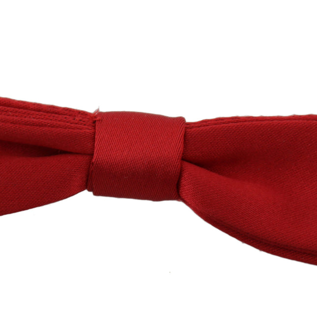 Dolce & Gabbana Red 100% Silk Slim Adjustable Neck Papillon Bow Tie