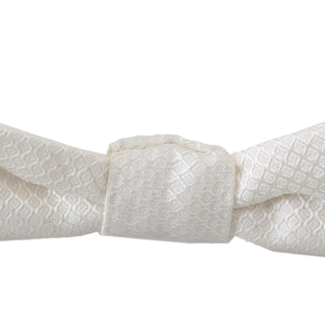 Dolce & Gabbana White 100% Silk Slim Adjustable Neck Papillon Men Tie