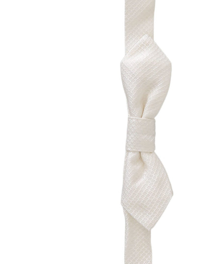 Dolce & Gabbana White 100% Silk Slim Adjustable Neck Papillon Men Tie