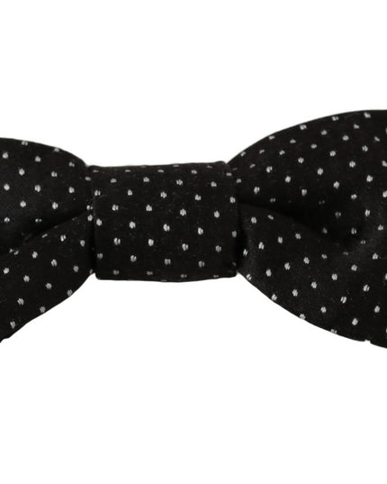 Dolce & Gabbana Black Polka Dots Silk Adjustable Neck Papillon Men Bow Tie