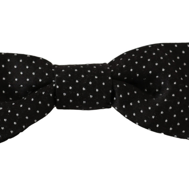 Dolce & Gabbana Black Polka Dots Silk Adjustable Neck Papillon Men Bow Tie