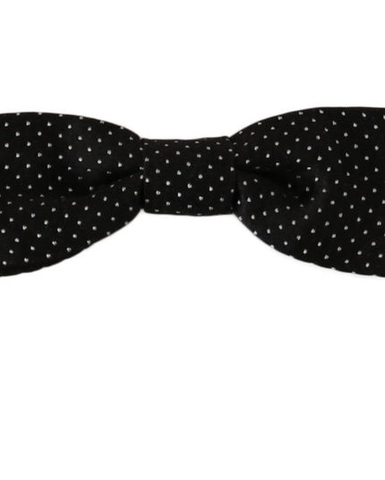 Dolce & Gabbana Black Polka Dots Silk Adjustable Neck Papillon Men Bow Tie