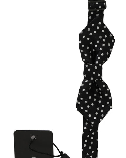 Dolce & Gabbana Black Polka Dots Silk Adjustable Neck Papillon Men Bow Tie