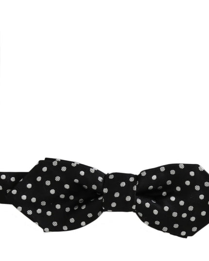 Dolce & Gabbana Black Polka Dots Silk Adjustable Neck Papillon Men Bow Tie