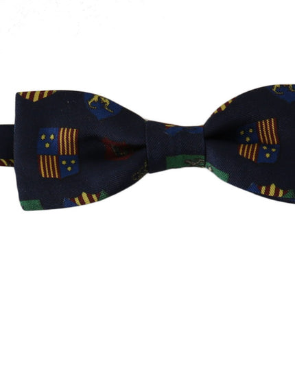 Dolce & Gabbana Blue Flags 100% Silk Adjustable Neck Papillon Men Bow Tie