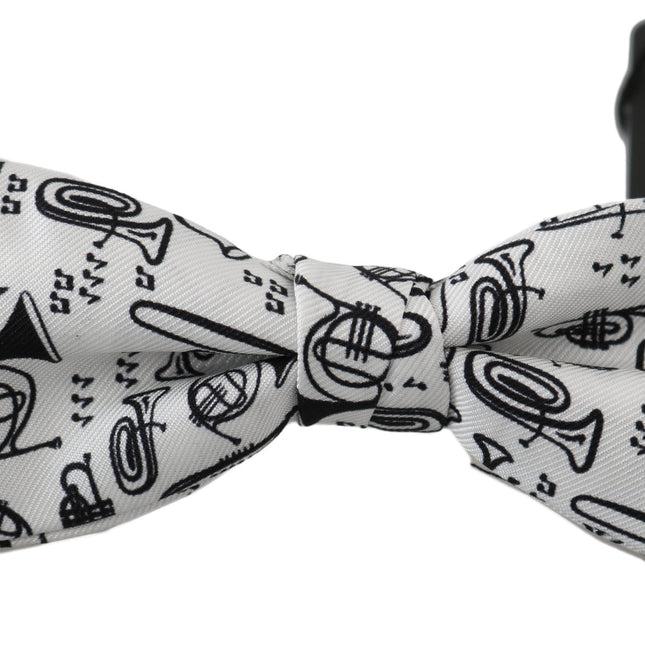 Dolce & Gabbana White Instruments Adjustable Neck Papillon Men Bow Tie