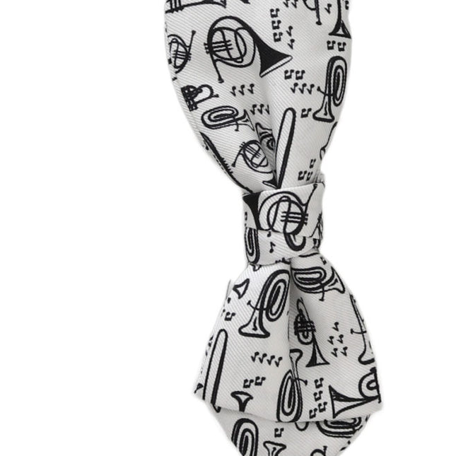 Dolce & Gabbana White Instruments Adjustable Neck Papillon Men Bow Tie