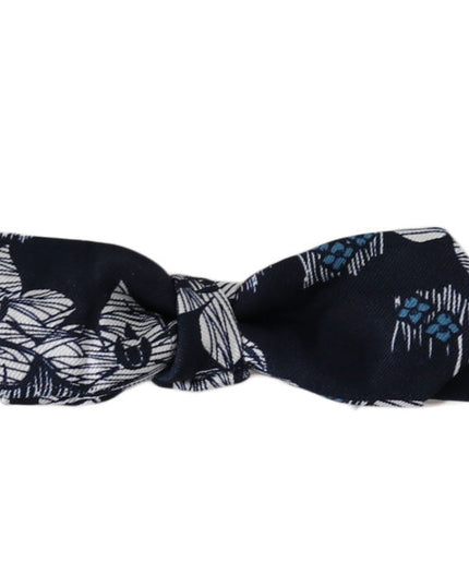 Dolce & Gabbana Navy Blue Floral Slim Adjustable Neck Papillon Men  Bow Tie