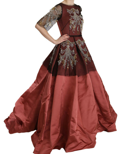 Dolce & Gabbana Crystal Chandelier Silk Princess Gown Dress