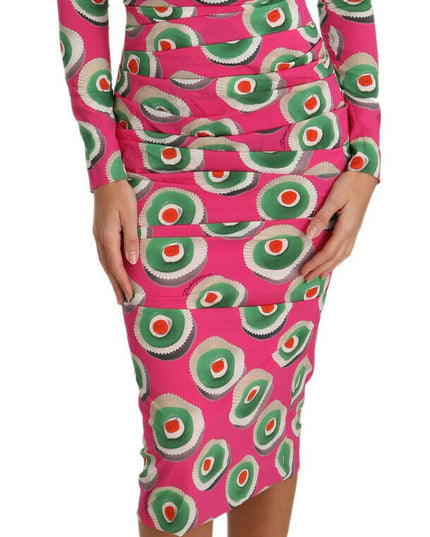 Dolce & Gabbana Pink Silk Cup Cake Sheath Stretch  Dress