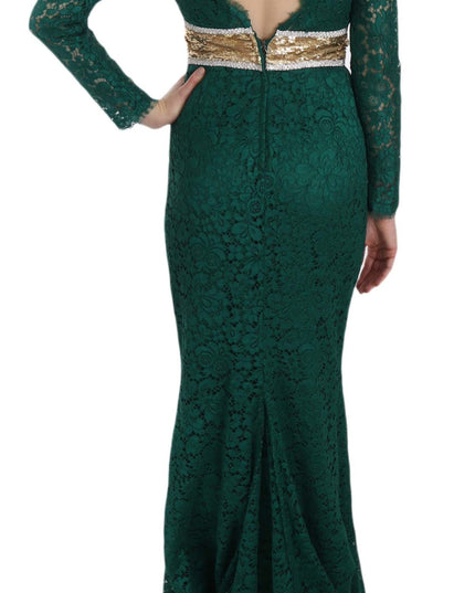 Dolce & Gabbana Crystal Gold Belt Lace Sheath Gown Dress