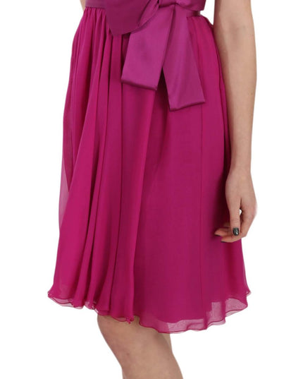 Dolce & Gabbana Fuchsia Pink Bow Silk Sleeveless Dress