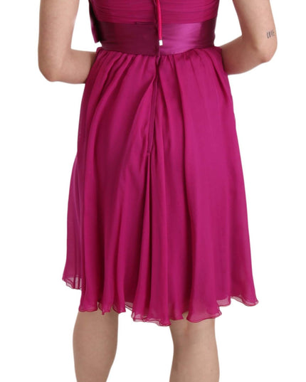 Dolce & Gabbana Fuchsia Pink Bow Silk Sleeveless Dress