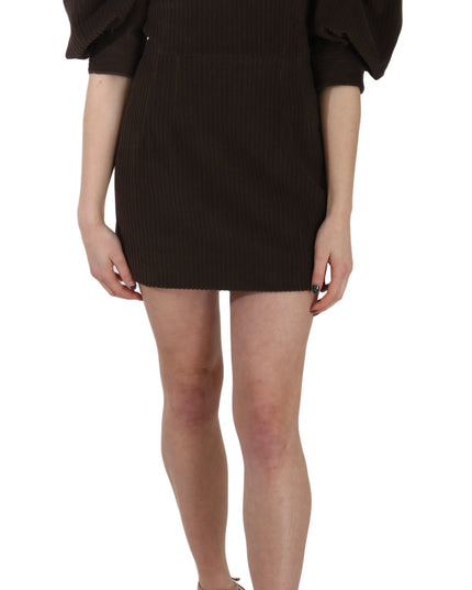 Dolce & Gabbana Brown Corduroy Bodycon Cotton Mini Dress