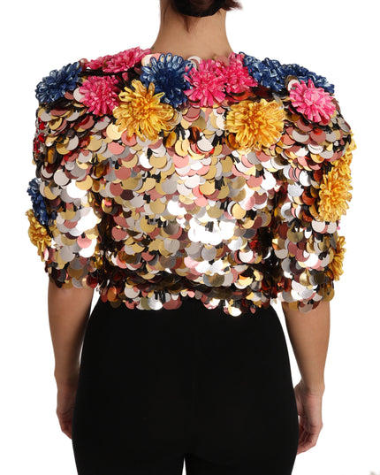 Dolce & Gabbana Crystal Sequined Floral Jacket Coat