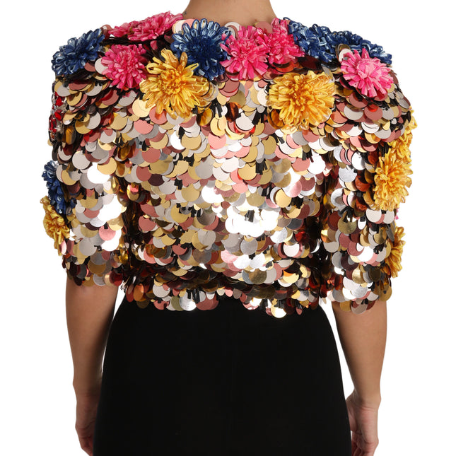 Dolce & Gabbana Crystal Sequined Floral Jacket Coat