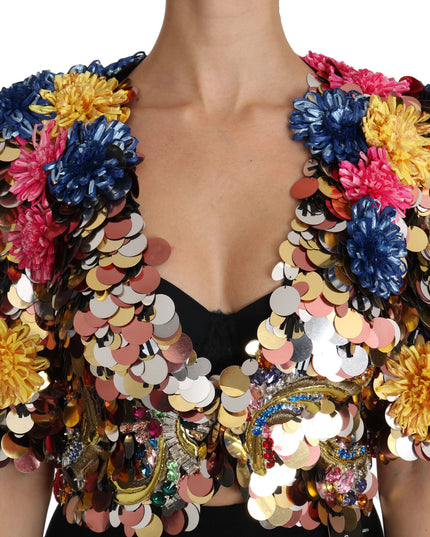 Dolce & Gabbana Crystal Sequined Floral Jacket Coat