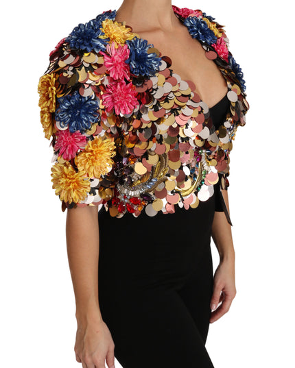 Dolce & Gabbana Crystal Sequined Floral Jacket Coat
